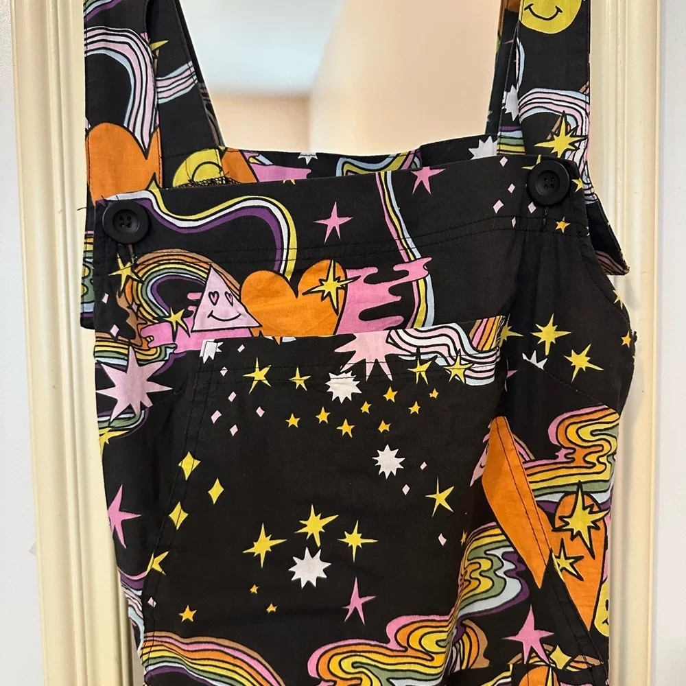 Nooworks Better Days Psychedelic Black Patterned Overalls Jumpsuit